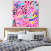Tropische bladeren canvas afdruk (Insitu (Slaapkamer))