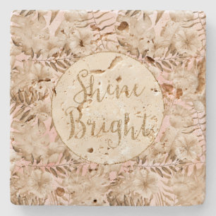 Tropische bladeren Cream Blush Gold Glitter Shine Stenen Onderzetter