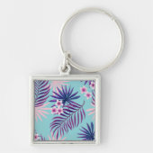 Tropische bladeren en bloemen 2 sleutelhanger (Voorkant)