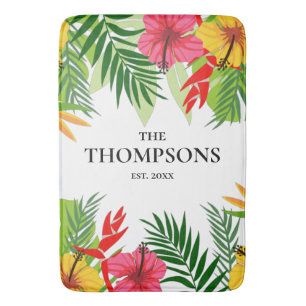 Tropische bladeren en bloemen - Aangepaste achtern Badmat