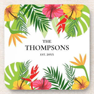 Tropische bladeren en bloemen - Aangepaste achtern Bier Onderzetter