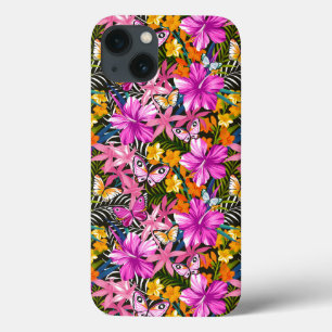Tropische bladeren en bloemen iPhone 13 hoesje