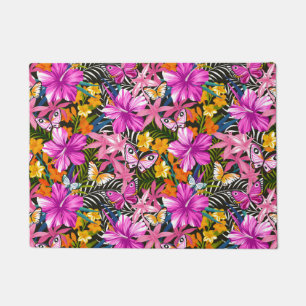 Tropische bladeren en bloemen deurmat