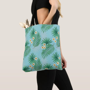 Tropische bladeren en bloemen draagtas