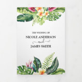 Tropische bladeren en bloemen eiland strand bruilo drieluik uitnodiging (Cover)