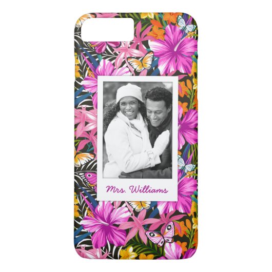 Tropische bladeren en bloemen | Foto en naam toevo Case-Mate iPhone Case (Achterkant)