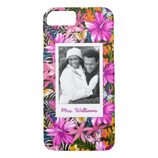 Tropische bladeren en bloemen | Foto en naam toevo Case-Mate iPhone Case (Achterkant)