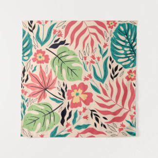 Tropische bladeren en bloemen:  Fusion Wandkleed