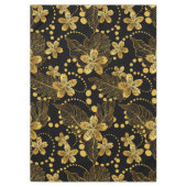 tropische bladeren en bloemen in goud op zwart tafelkleed (Voorkant)