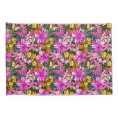 Tropische bladeren en bloemen kussensloop (Achterkant-Rechts)