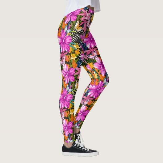 Tropische bladeren en bloemen leggings (Rechts)
