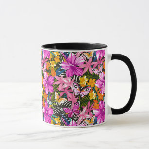 Tropische bladeren en bloemen mok