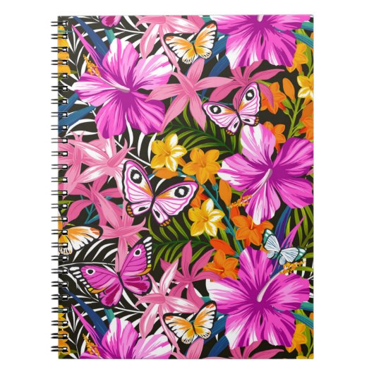 Tropische bladeren en bloemen notitieboek (Voorkant)