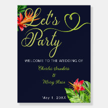 Tropische bladeren en bloemen Retro bruiloft