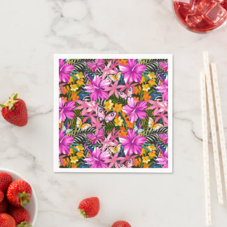 Tropische bladeren en bloemen servet