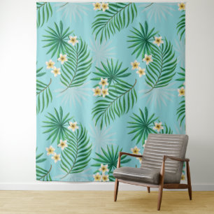 Tropische bladeren en bloemen wandkleed