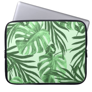 Tropische bladeren en bloemen, waterverf. laptop sleeve