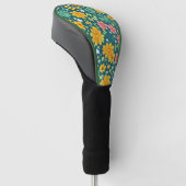 Tropische bladeren en bloesems golfheadcover (Schuin)