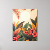 Tropische bladeren en maanpastel canvas afdruk (Voorkant)