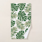Tropische bladeren en monogram groen, goud bad handdoek (Handdoek)