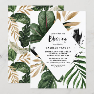 Tropische bladeren Faux Gold Foil Lijst Baby Kaart