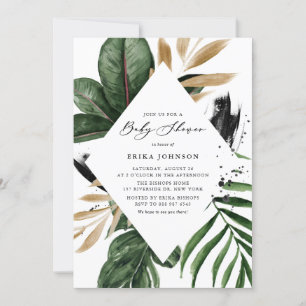Tropische bladeren Faux Gold Foil Lijst Baby showe Kaart