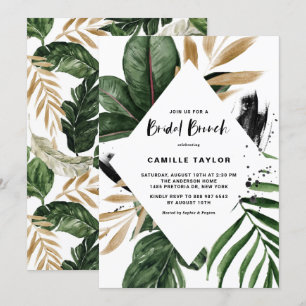 Tropische bladeren Faux Gold Foil Lijst Bridal Bru Kaart