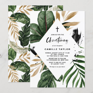 Tropische bladeren Faux Gold Foil Lijst Christenin Kaart