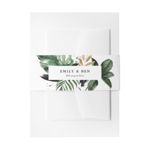 Tropische bladeren Faux Gold Foil Wedding Uitnodigingen Wikkel