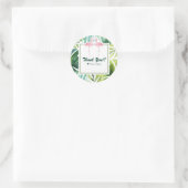 Tropische bladeren & flamingo's bruiloft gunst Chi Ronde Sticker (Tas)