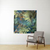 Tropische bladeren, geometrische vormen patroon wandkleed (In situ)