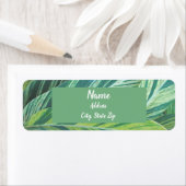 Tropische bladeren gestripte groene olievlekken etiket (Insitu)