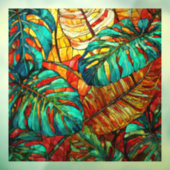 Tropische bladeren Glas in lood kunst Raamsticker (Vel 3)