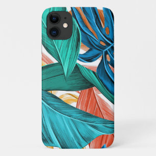 Tropische bladeren groen blauw iPhone 11 hoesje