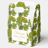 Tropische bladeren groen en goud bedankt bruiloft bedankdoosjes (Geopend)