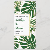 Tropische bladeren groen en goud bruiloft programm programma (Voorkant)