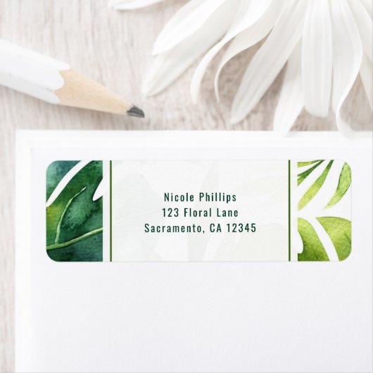 Tropische bladeren Hawaïaanse bruiloft uitnodiging Etiket (Insitu)