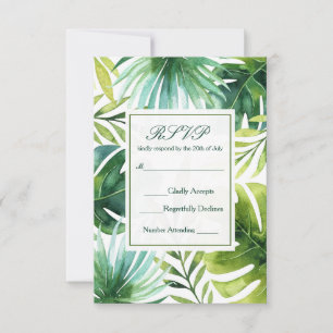 Tropische Bladeren Hawaiiaanse Zomer Huwelijk RSVP Kaartje