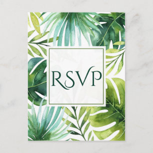 Tropische Bladeren Hawaiiaanse Zomer Huwelijk RSVP Uitnodiging Briefkaart