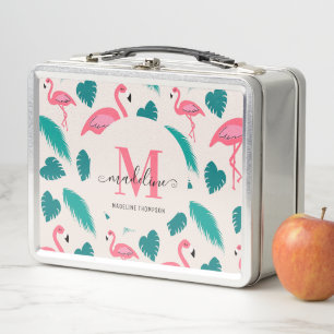 Tropische Bladeren Heet Roze Flamingo Modern Monog
