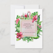 Tropische bladeren Hibiscus Flamingo Mahalo Dank u Bedankkaart (Achterkant)