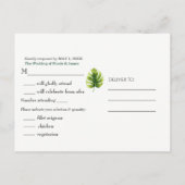 Tropische Bladeren Hibiscus Flamingo's Trouw RSVP Uitnodiging Briefkaart (Achterkant)