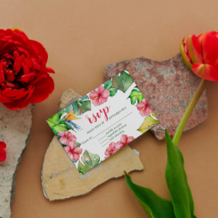 Tropische bladeren Hibiscus Hawaiian Luau RSVP-kaa RSVP Kaartje