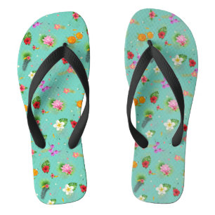 Tropische bladeren in Turquoise Teenslippers