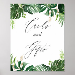 Tropische Bladeren Kaarten en Cadeaus Huwelijksbor Poster