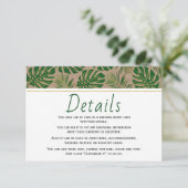 Tropische bladeren kraft paper bruiloft insert car informatiekaartje (Staand voorkant)