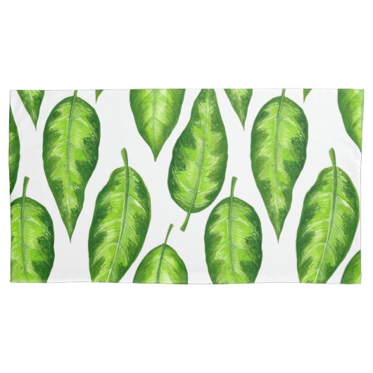 Tropische bladeren kussensloop (Voorkant-Links)