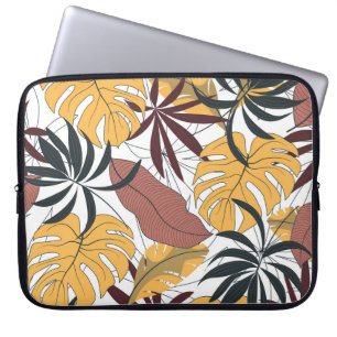 Tropische bladeren: levendige naadloze achtergrond laptop sleeve