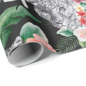 Tropische bladeren luipaard floraal inpakpapier (Rol Hoek)