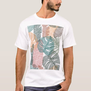 Tropische bladeren: met de hand getekend patroon. t-shirt